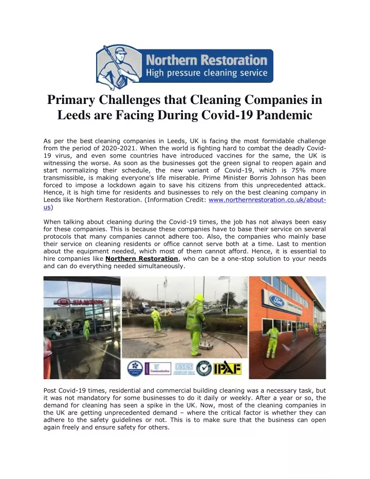 primary challenges that cleaning companies