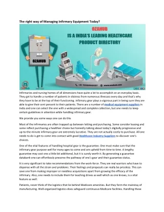 the right way of managing infirmary equipment