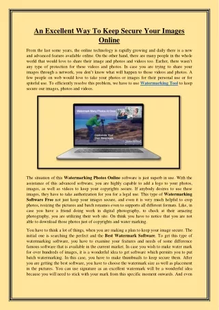 an excellent way to keep secure your images online