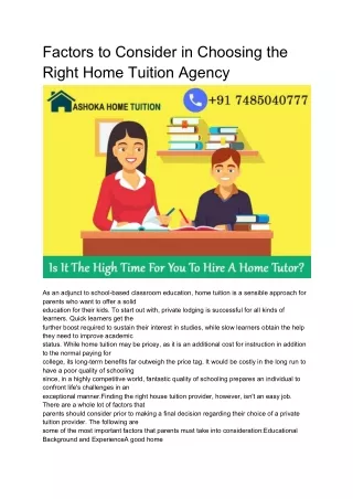 factors to consider in choosing the right home