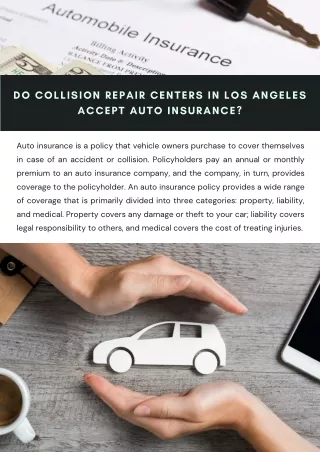 Do Collision Repair Centers in Los Angeles Accept Auto Insurance?