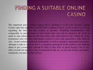 Finding a Suitable Online Casino