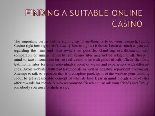finding a suitable online casino