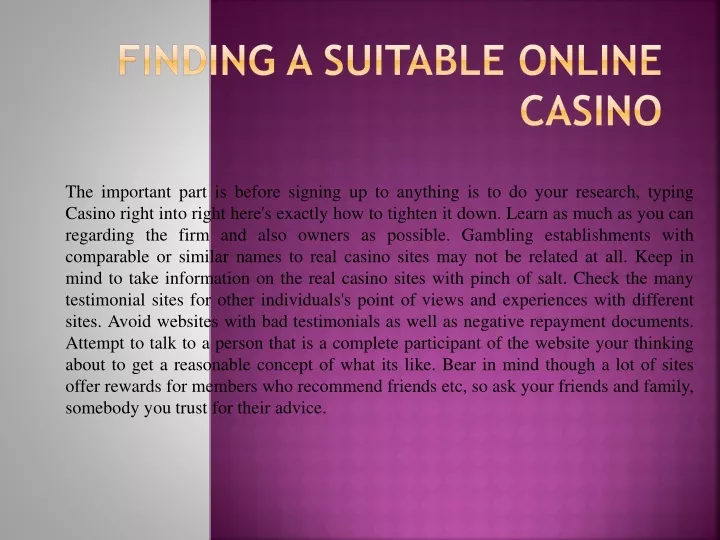 finding a suitable online casino