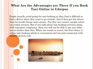 What Are the Advantages are There If you Book Taxi Online in Udaipur