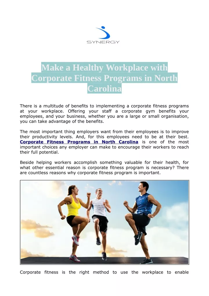 make a healthy workplace with corporate fitness