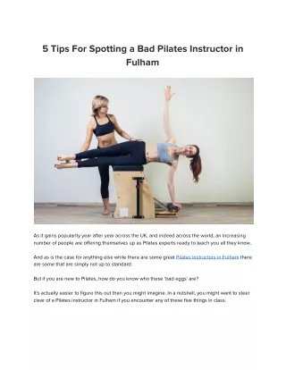 5 tips for spotting a bad pilates instructor