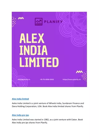 alex india limited