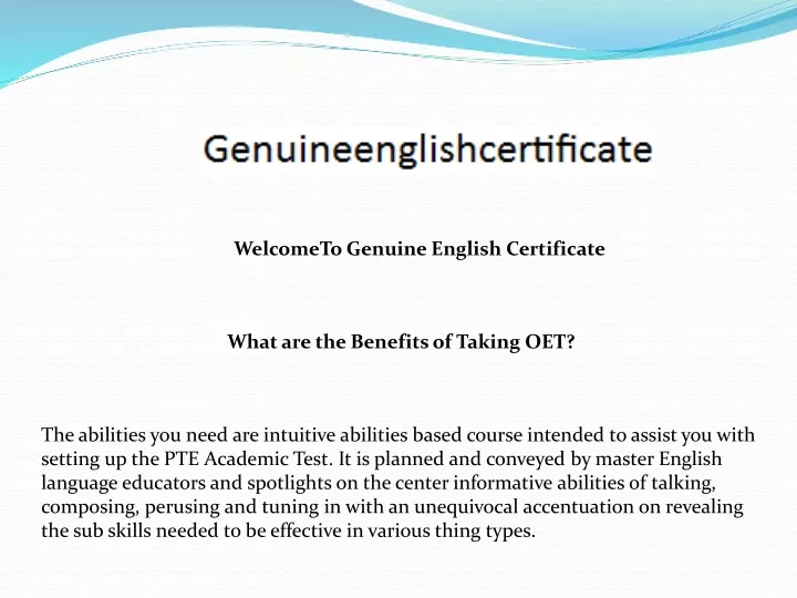 welcometo genuine english certificate