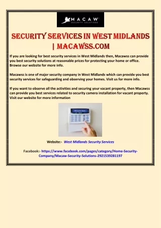 Security Services in West Midlands | Macawss.Com