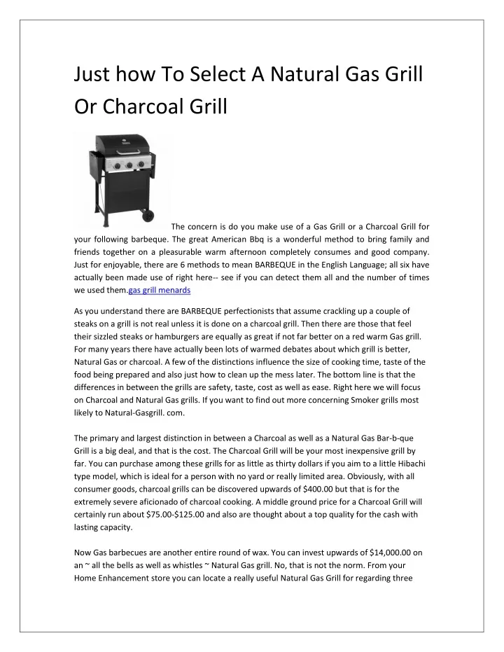 just how to select a natural gas grill