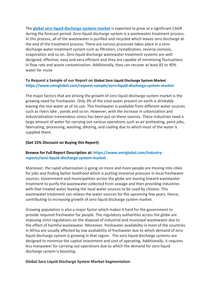 the global zero liquid discharge systems market