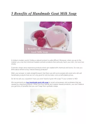 5 Benefits of Handmade Goat Milk Soap