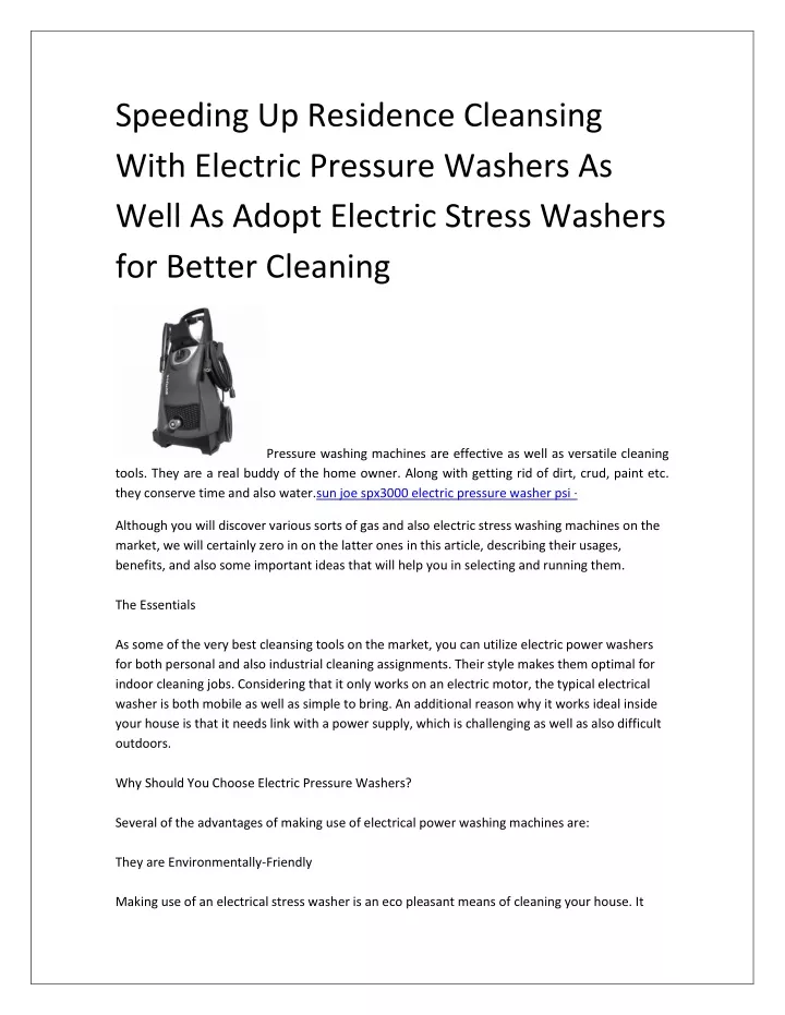 speeding up residence cleansing with electric