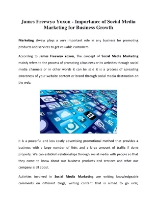 James Freewyo Yoxon - Social Media Marketing Importance for Business Growth