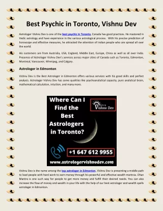 Best Psychic in Toronto, Vishnu Dev