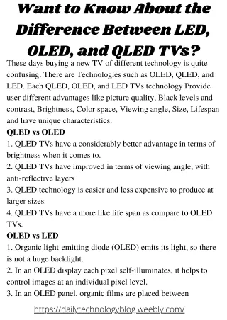 Want to Know About the Difference Between LED, OLED, and QLED TVs?