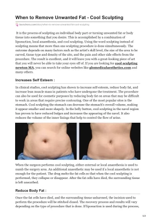 When to Remove Unwanted Fat - Cool Sculpting