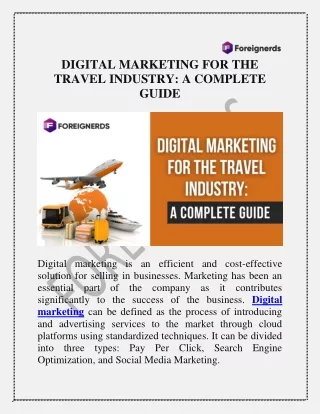 DIGITAL MARKETING FOR THE TRAVEL INDUSTRY: A COMPLETE GUIDE