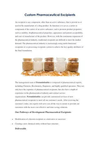 custom pharmaceutical excipients