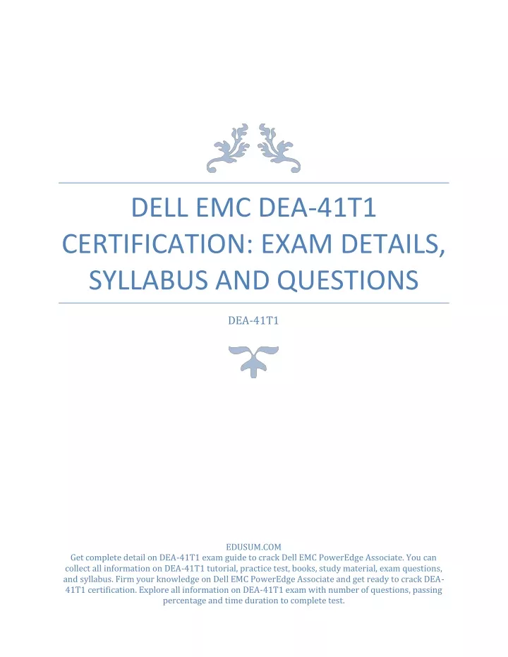 dell emc dea 41t1 certification exam details