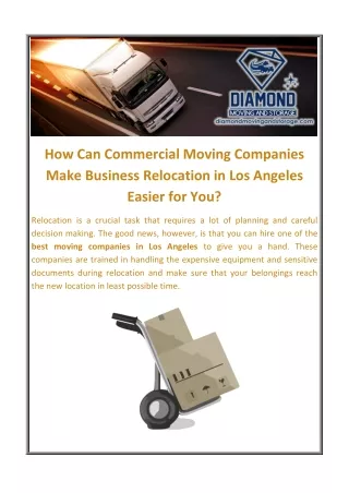 How Can Commercial Moving Companies Make Business Relocation in Los Angeles Easier for You?