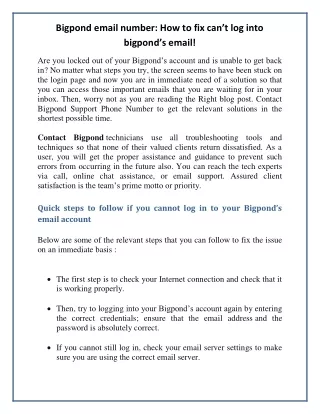 bigpond email number how to fix can t log into