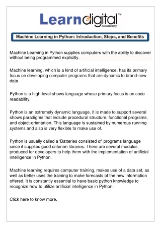 Machine Learning in Python: Introduction, Steps, and Benefits