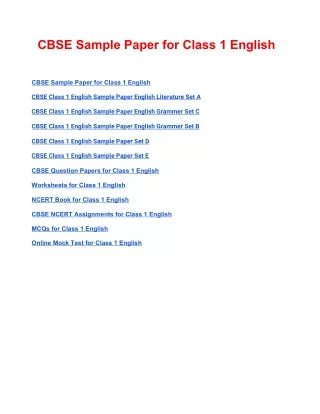 cbse sample paper for class 1 english