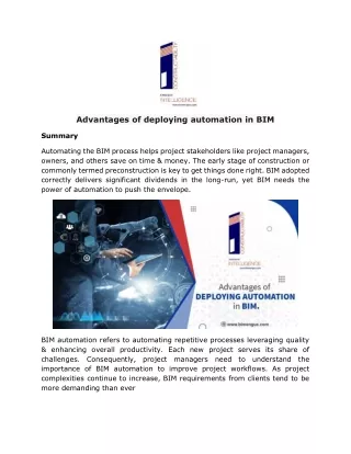 advantages of deploying automation in bim