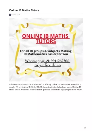 online ib maths tutors