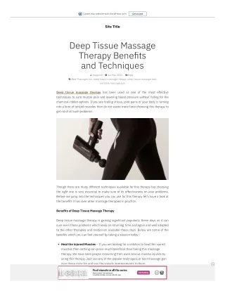 Deep Tissue Massage Therapy Benefits and Techniques