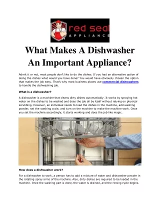 What Makes A Dishwasher An Important Appliance?