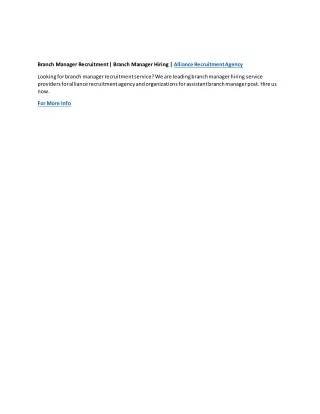 branch manager recruitment branch manager hiring