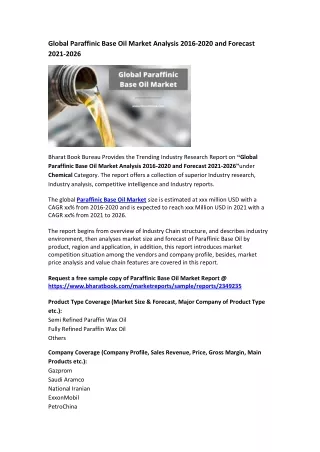 global paraffinic base oil market analysis 2016