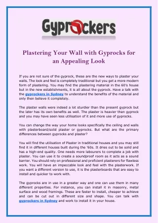 plastering your wall with gyprocks
