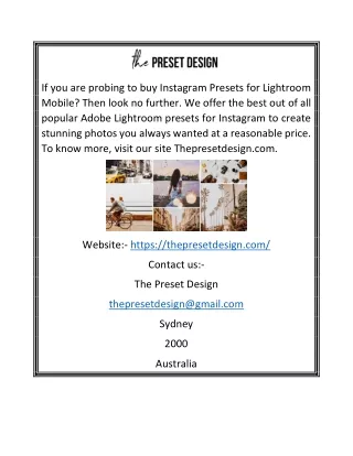 Buy Adobe Lightroom Mobile Presets | The Preset Design