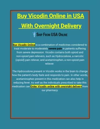 Buy Vicodin Online in USA With Overnight Delivery