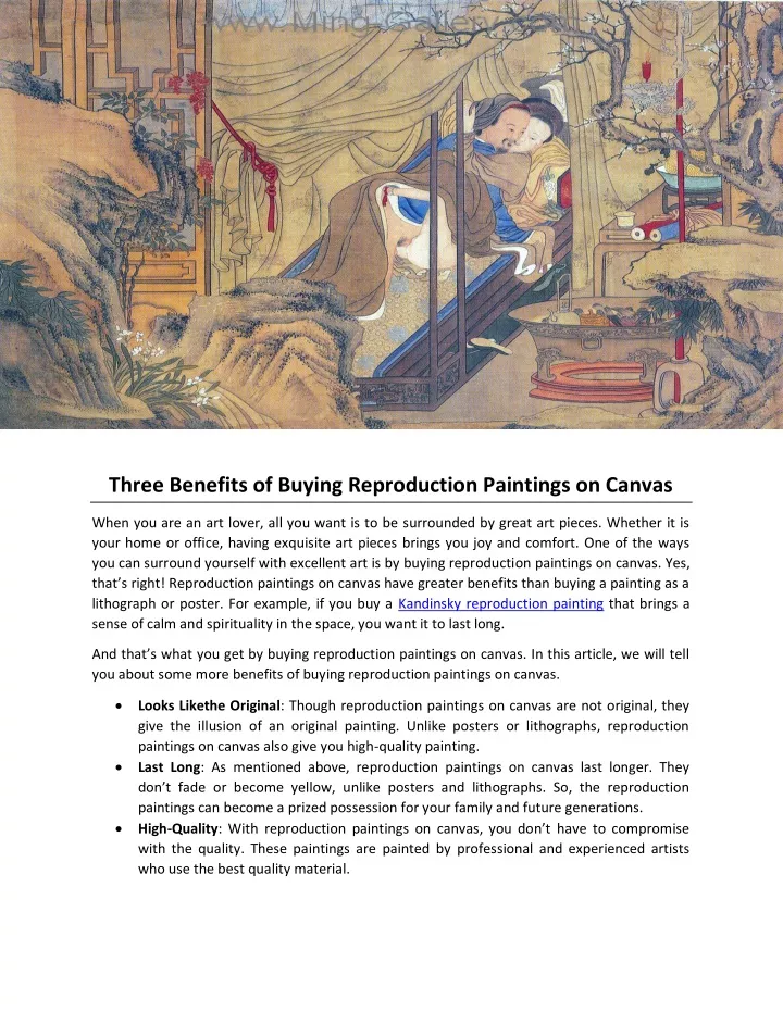 three benefits of buying reproduction paintings