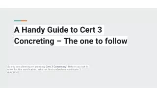 a handy guide to cert 3 concreting