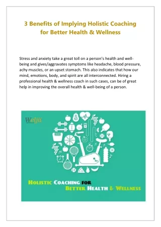 3 Benefits of Implying Holistic Coaching for Better Health & Wellness