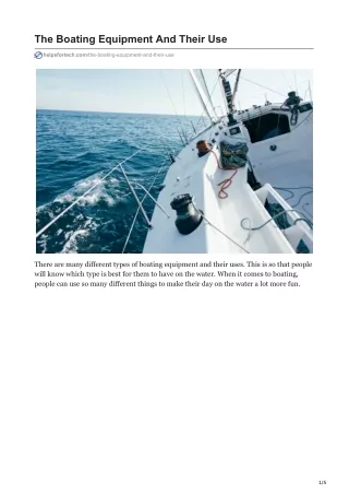 the boating equipment and their use