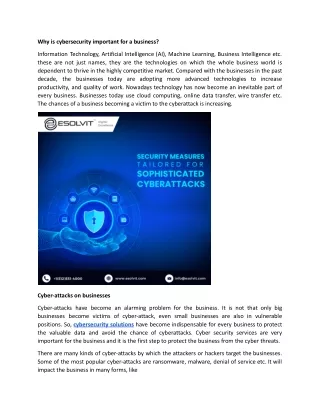 Importance of cybersecurity solutions for a business