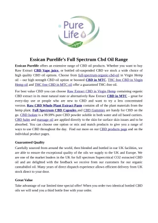 essican purelife s full spectrum cbd oil range