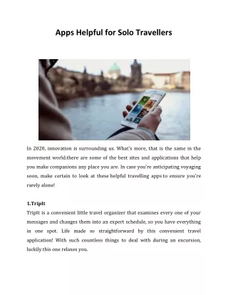 apps helpful for solo travellers