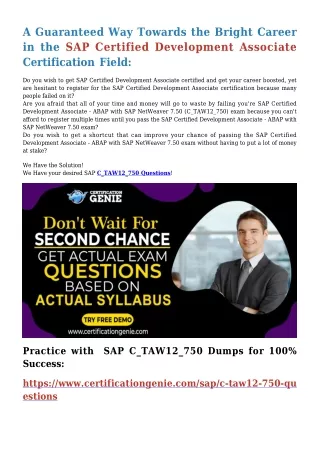 99.9% Passing Surety with Newly Launched SAP C_TAW12_750 Dumps PDF