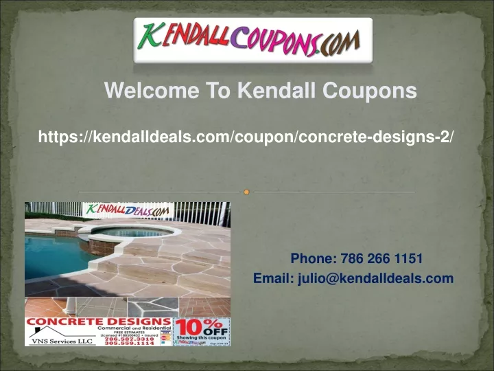welcome to kendall coupons
