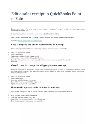 edit a sales receipt in quickbooks point of sale
