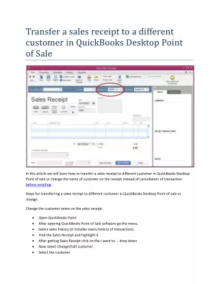 transfer a sales receipt to a different customer