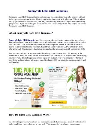 Sunnyvale Labs CBD Gummies Reviews